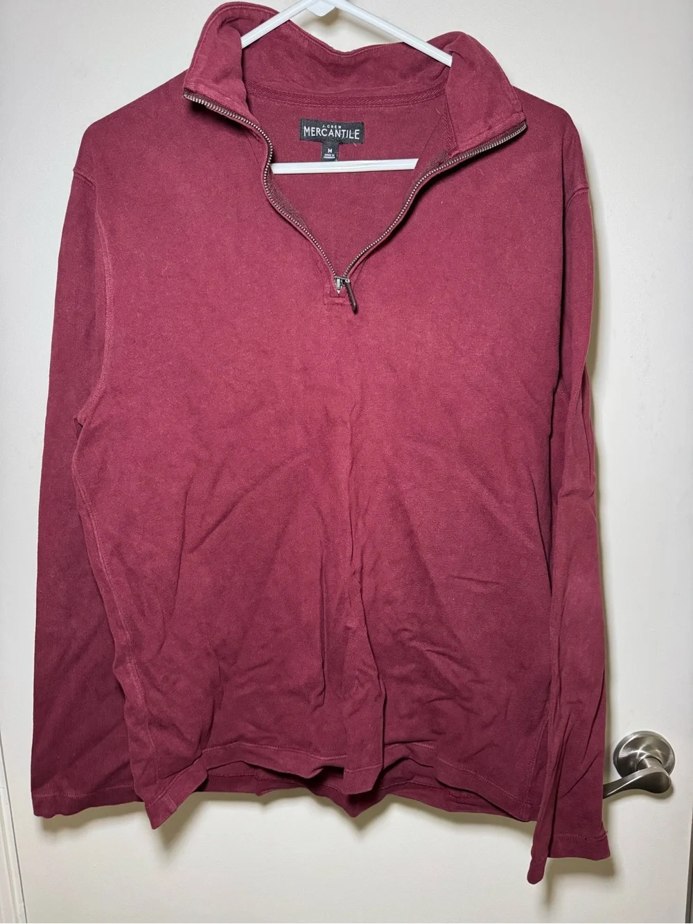 J. Crew Men's Quarter-Zip Pullover Sweatshirt in Burgundy